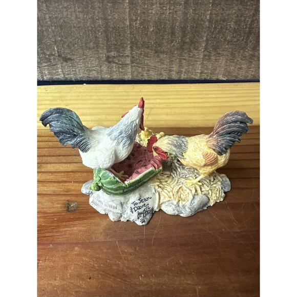 Lowell Davis Vintage 1984 Too Good to Waste on Kids Figurine Chickens Signed - Picture 3 of 7